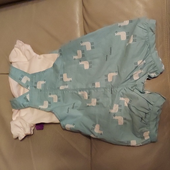 Baby girl's Just One You Llama overall short set - Picture 5 of 6